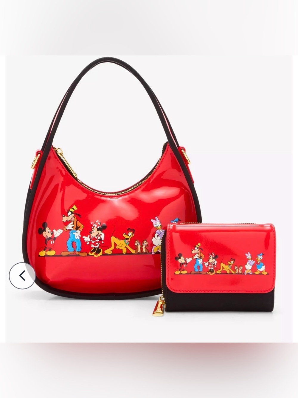 Loungefly Disney Mickey Mouse & Friends Red Vinyl Crossbody Bag & Wallet NWT